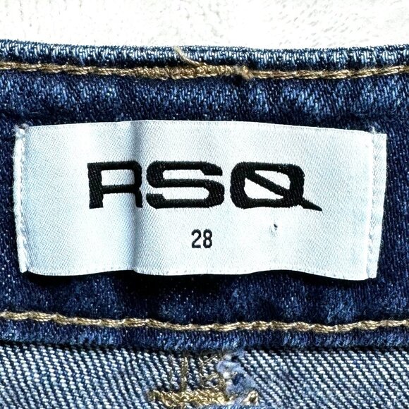 RSQ Women's Blue Denim Jeans Size 28 Flared Leg Raw Hem - Picture 4 of 5